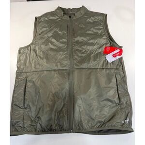 BCG Running Tech Vest Menss XL Olive Green Full Zip Reflective Lightweight NWT